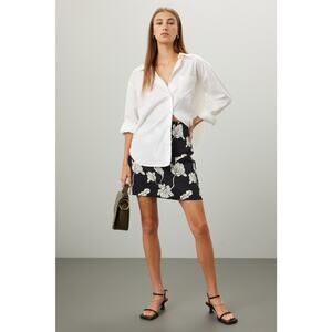 ADAM LIPPES x RTR Women's Black White Floral Twill Vacay Pencil Skirt Size 0